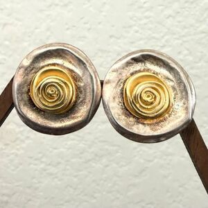 Norma Jean Two Tone Swirl Clip On Earrings